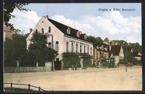 AK Copitz a. Elbe, Gasthof zum Erbgericht Copitz am Hauptplatz, Bes. E. Kotte