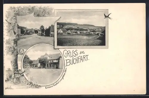 AK Buchfart, Güldners Gasthof zum goldnen Stern, Ortsansicht