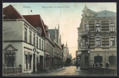 AK Emden, Café Hohenzollern, Central-Hotel, Neutorstrasse
