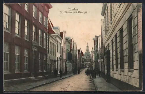 AK Emden, Gr. Strasse mit Museum