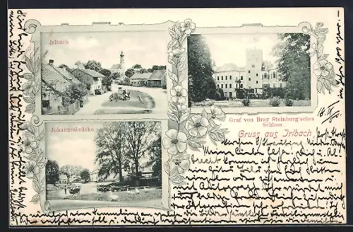 AK Irlbach / Donau, Graf von Bray Steinburgsches Schloss, Johannesbrücke, Ortsansicht