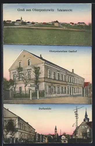 AK Oberpesterwitz, Gasthof. Dorfansicht