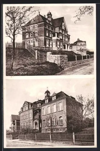 AK Wurgwitz b. Dresden, Rathaus und neue Schule