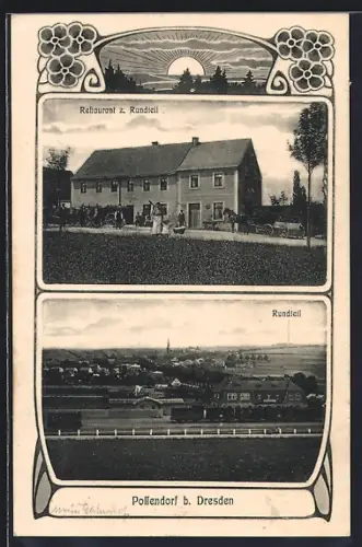 AK Possendorf / Sachsen, Restaurant z. Rundteil, Panorama von Rundteil