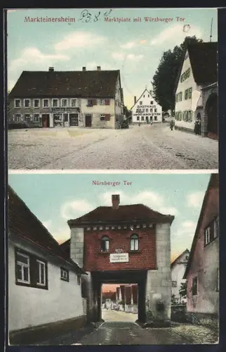 AK Markteinersheim, Gasthaus zum goldenen Stern am Marktplatz mit Nürnberger Tor