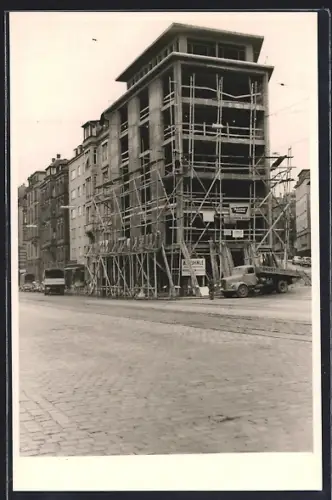 Foto-AK Stuttgart, Hausbau in der Neckarstrasse 5