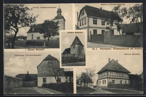 AK Ottmannshausen /Sachsen, Schule, Kirche, Pfarrhaus