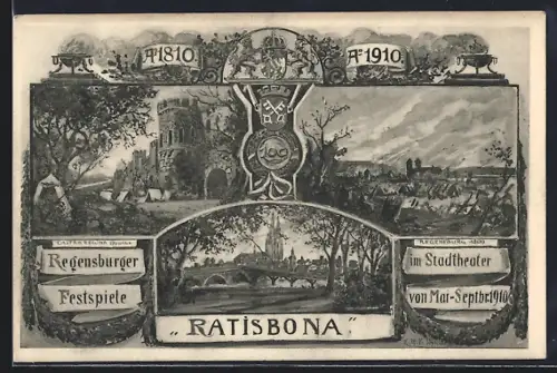 Künstler-AK Regensburg, Regensburger Festspiele Ratisbona im Stadttheater 1910