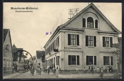 AK Mannheim-Käfertal, Gasthaus zum schwarzen Adler in der Mannheimerstrasse