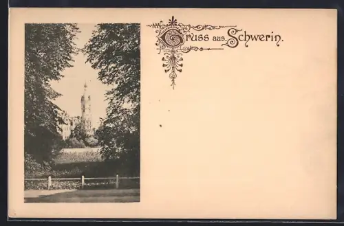 AK Schwerin / Mecklenburg, Blick zum Schloss