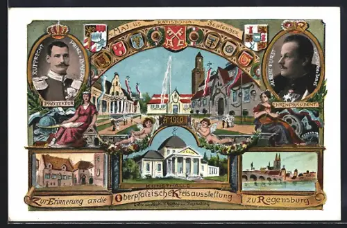 AK Regensburg, Oberpfälzische Kreisausstellung 1910, Portrait von Fürst Albert von Thurn & Taxis