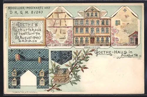 Lithographie Frankfurt a. M., Goethes Geburtsthaus zum Modellieren