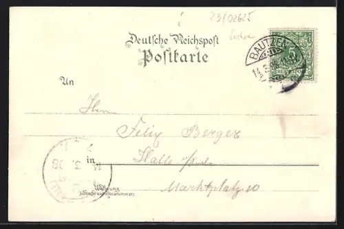 Lithographie Grubschütz, Gasthaus Mühle