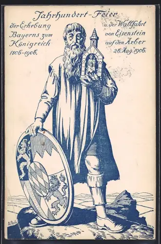 AK Bayerisch Eisenstein, Festpostkarte, Jahrhundert-Feier der Erhebung Bayerns zum Königreich 1906