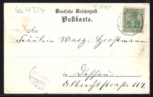 Lithographie Frose, Anhaltische Kohlenwerke, Stift, Post, Ortsansicht