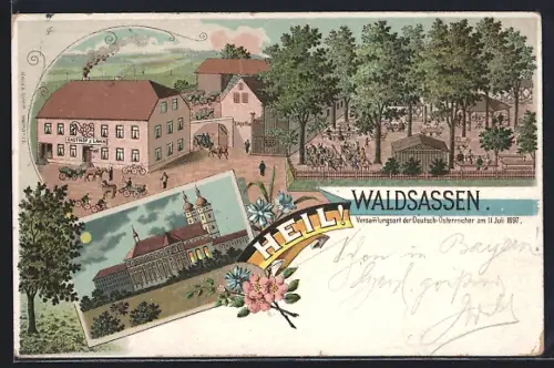 Lithographie Waldsassen, Gasthof z. Lamm