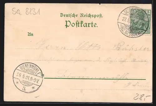 Lithographie Seyde b. Hermsdorf-Rehefeld, Erbgerichts-Gasthof, Denkmal, Schule