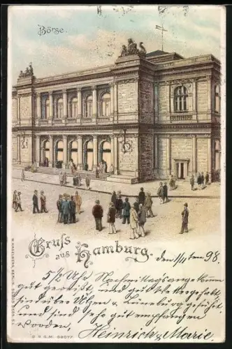 Lithographie Hamburg, Börse, Halt gegen das Licht