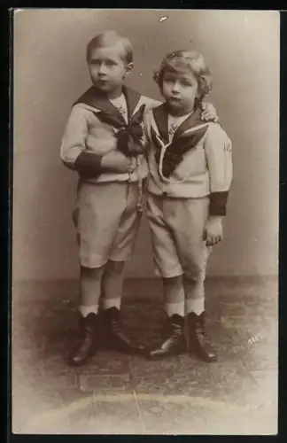 Foto-AK Kronprinz Wilhelm von Preussen und Prinz Eitel Friedrich von Preussen