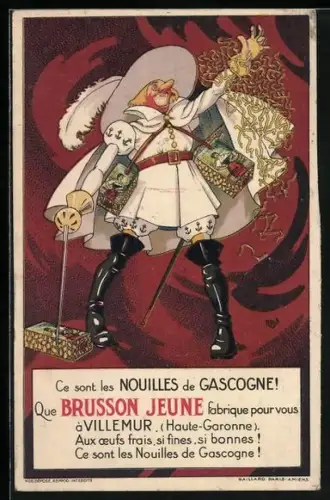 Künstler-AK Jean-Marie Michel Liebeaux: Reklame Nouilles da Gascogne, Fabrique à Villemur