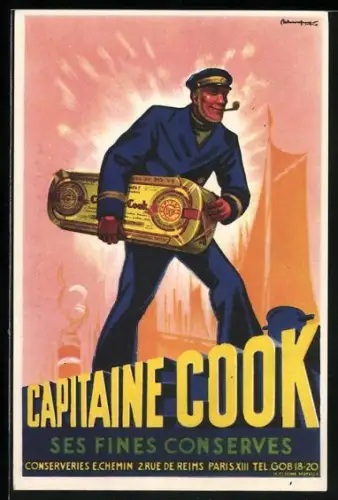 Künstler-AK Reklame für Capitaine Cook Fischkonserven