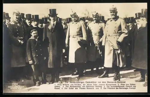 AK Hundertjährige Gedenkfeier vor dem Bismarck-Denkmal, Prinz Wilhelm von Preussen, Prinz von Hohenzollern