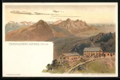 Künstler-AK Edward Harrison Compton: Herzogstand-Häuser