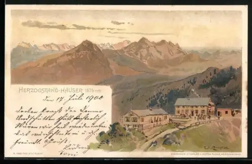 Künstler-AK Edward Harrison Compton: Herzogstand-Häuser