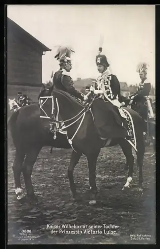AK Kaiser Wilhelm mit seiner Tochter Prinzessin Viktoria Luise in Uniformen