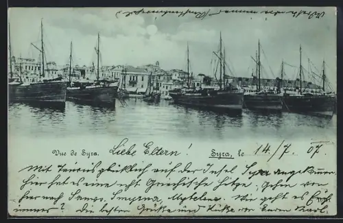 Mondschein-AK Syra, Vue de Syra