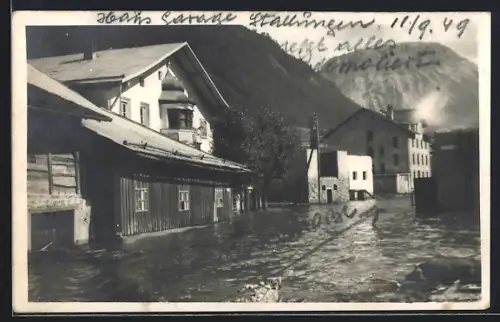 Foto-AK Stall /Ennstal, Hochwasser 1949