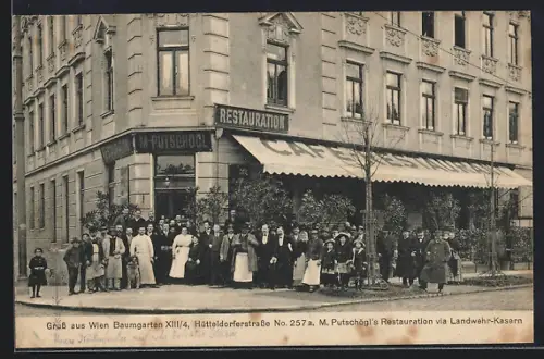 AK Wien, Baumgarten, M. Putschögl`s Restaurant in der Hütteldorferstrasse 257