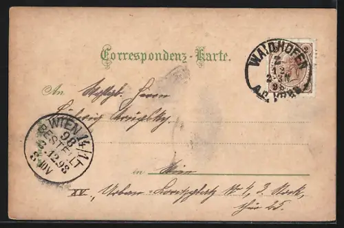 Lithographie Waidhofen a. Ybbs, Rothschild-Schloss, Sonntagberg und Totalansicht