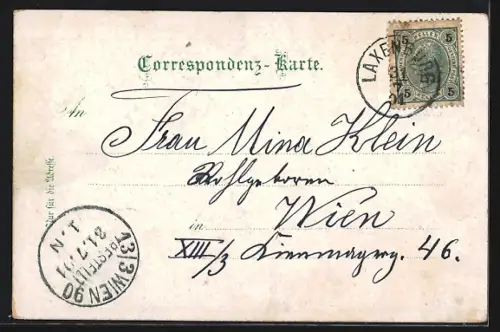 Lithographie Laxenburg, Hohe Brücke, Gasthaus Blauer Hof, Grünes Lusthaus, Stappelplatz