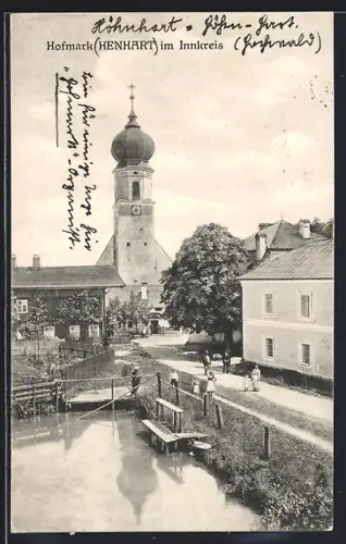AK Hofmark Henhart im Innkreis, Ortsansicht mit Kirche