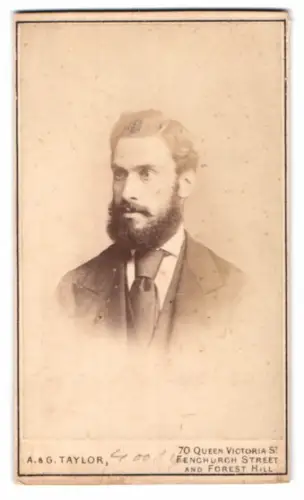 Fotografie A. & G. Taylor, London, Queen Victoria St 70, Porträt eines Herren mit Bart