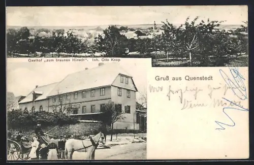 AK Quenstedt, Gasthof zum braunen Hirsch, Inh. Otto Knop