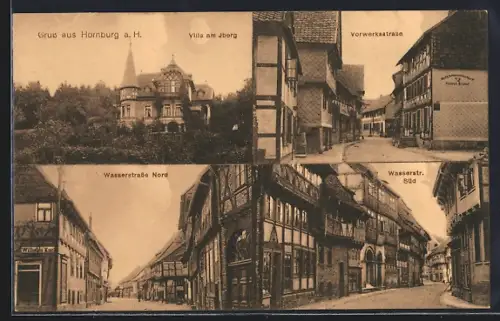 AK Hornburg a. H., Wasserstrasse Nord, Villa am Iberg, Vorwerksstrasse