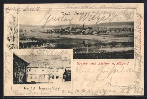 AK Lutter a. Bbge., Gasthaus Hermann Voigl und Totalansicht