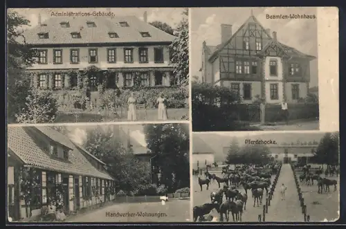 AK Hunnesrück, Handwerker-Wohnungen, Beamten-Wohnhaus, Administrationsgebäude und Pferdehocke