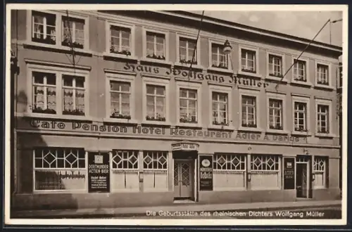 AK Königswinter, Haus Wolfgang Müller, Café Pension Hotel Restaurant Adler, Hauptstrasse 148-150