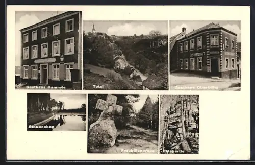 AK Ferschweiler /Sauerschweiz, Gasthaus Hammes, Gasthaus Oberbillig, Staubecken u.a.