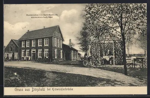 AK Dörpholz bei Kräwinklerbrücke, Restaurant von Karl Buchholz, Gartenwirtschaft und Saal