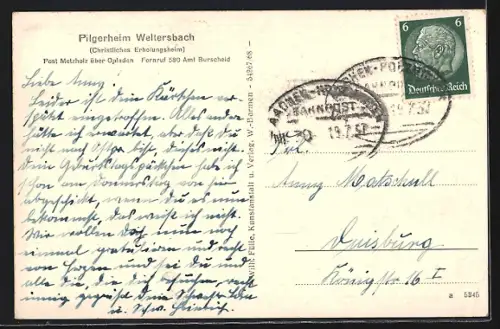 AK Weltersbach, Häuser Eben-Ezer, Waldheim, Elim und Landwirtschaftshaus