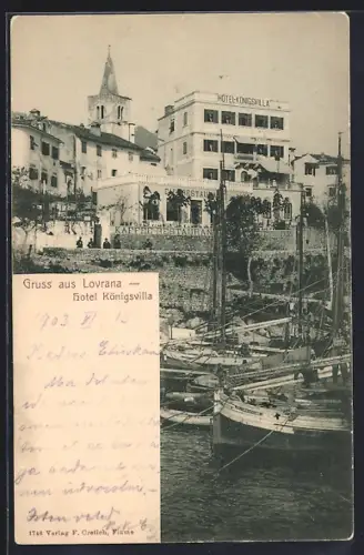 AK Lovrana, Hotel Königsvilla und Hafen