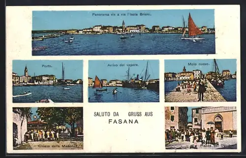 AK Fasana, Porto, Arrivo del vapore, Molo nuovo