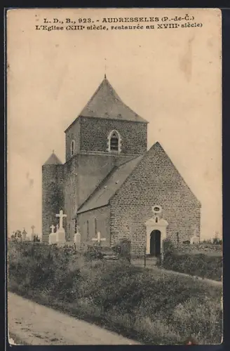 AK Audresselles /P.-de.-C., L`Église, XIIIe siècle, restaurée au XVIIIe siècle