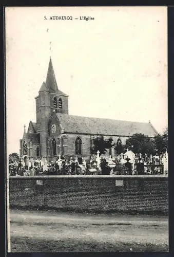 AK Audruicq, L`Église et le cimetière adjoint