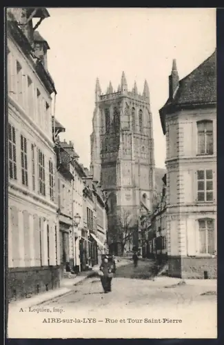 AK Aire-sur-la-Lys, Rue et Tour Saint-Pierre