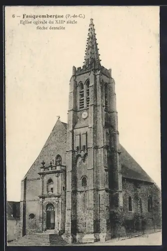 AK Fauquembergue /P.-de-C., Église ogivale du XIIIe siècle avec flèche dentelée